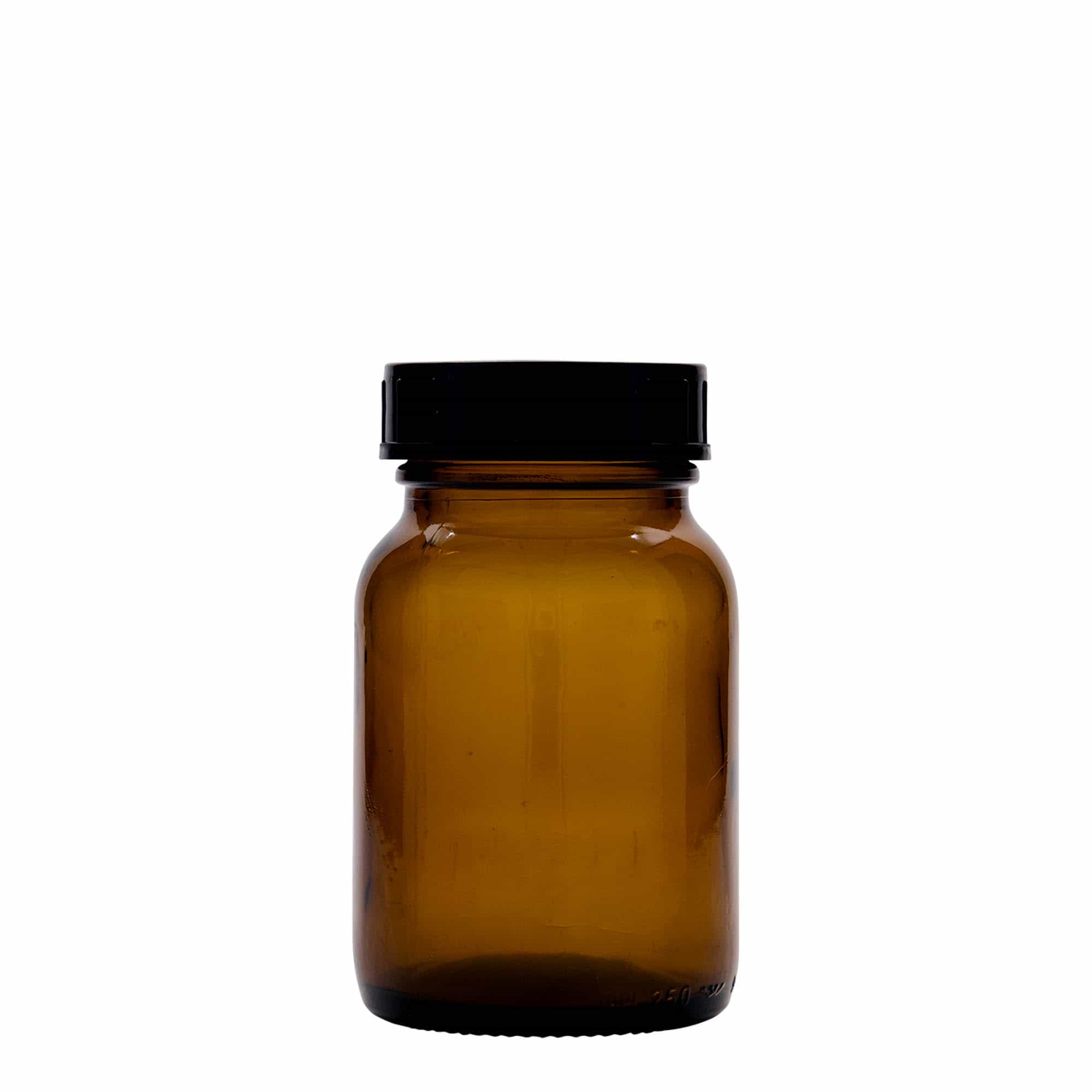 250 ml vidhalset glass, brun, åpning: DIN 55