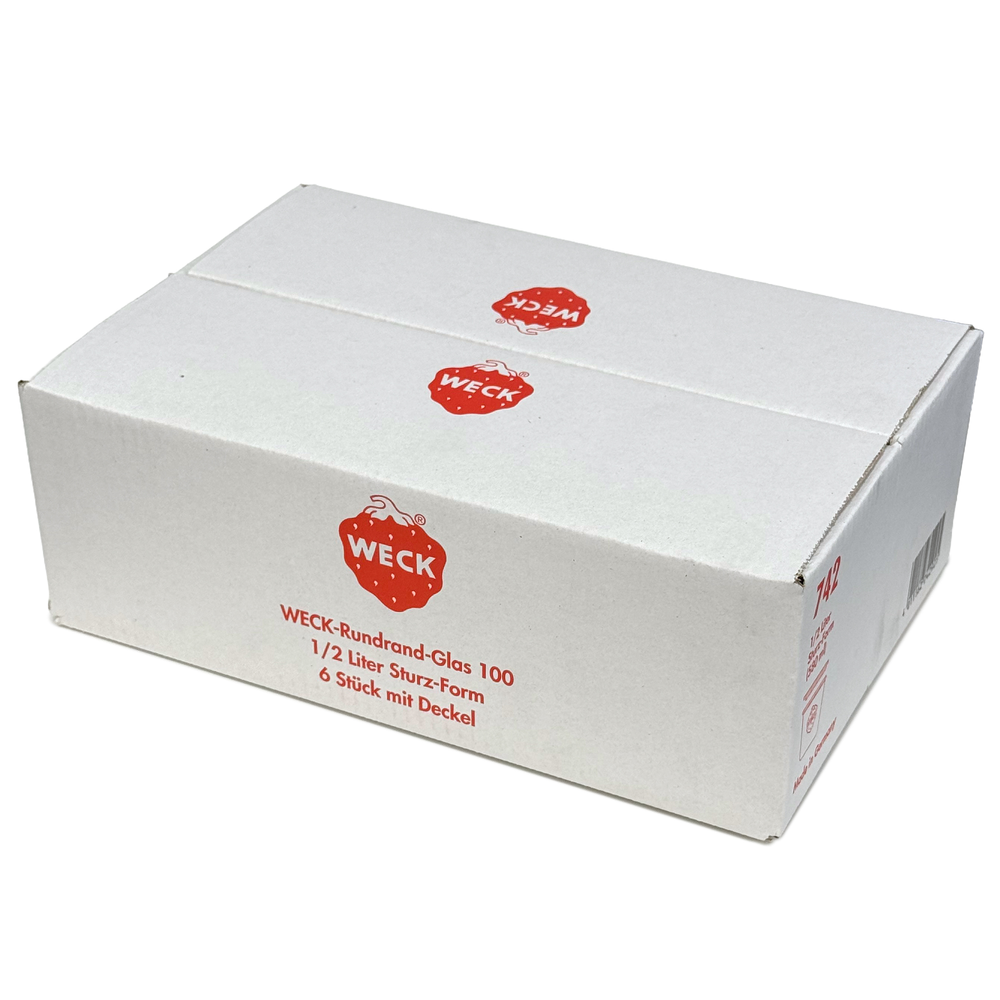 6x 580 ml WECK-sylteglass av terrintype med glasslokk RR 100