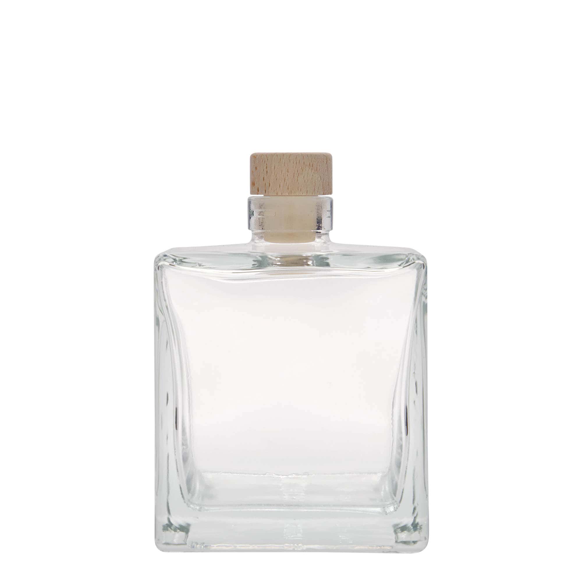 500 ml glassflaske "Cube", kvadratisk, åpning: Kork