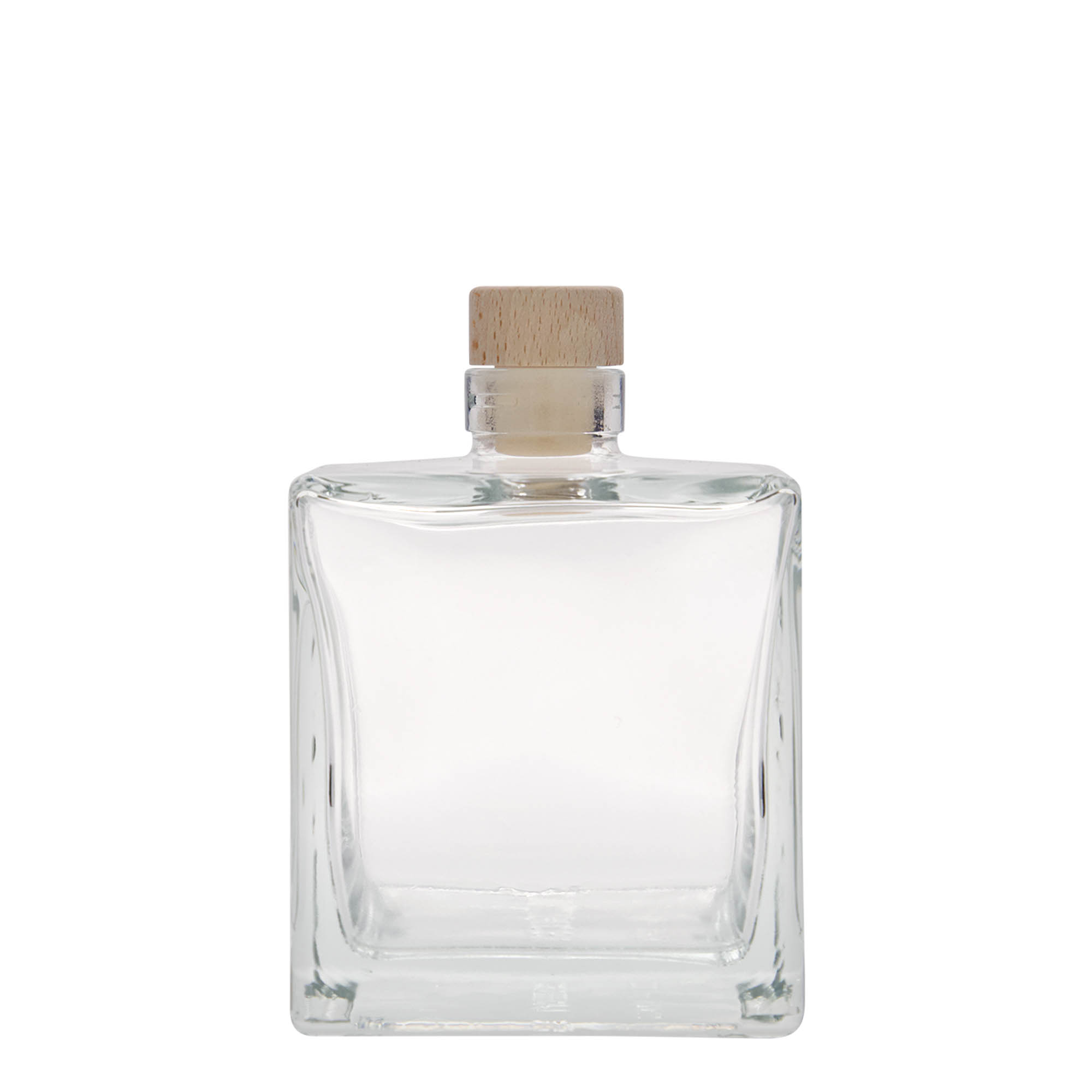 500 ml glassflaske 'Cube', firkantet, åpning: kork