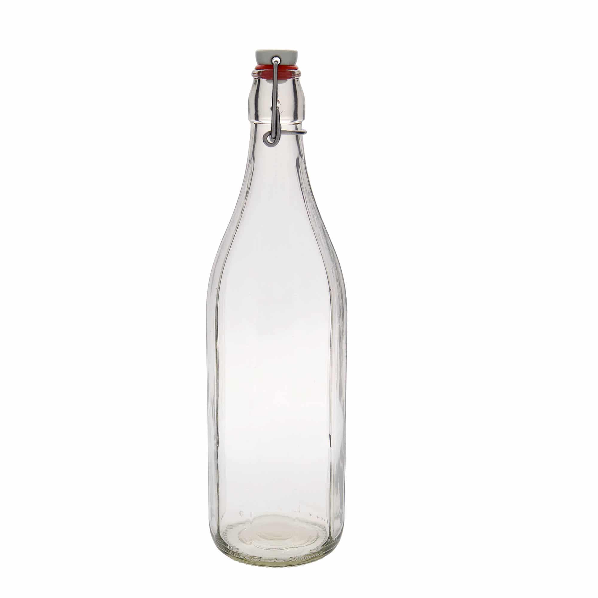 1000 ml glassflaske "Bravo", tikantet, åpning: Bøylelokk 1000 ml glassflaske "Bravo", tikantet, åpning: Bøylelokk