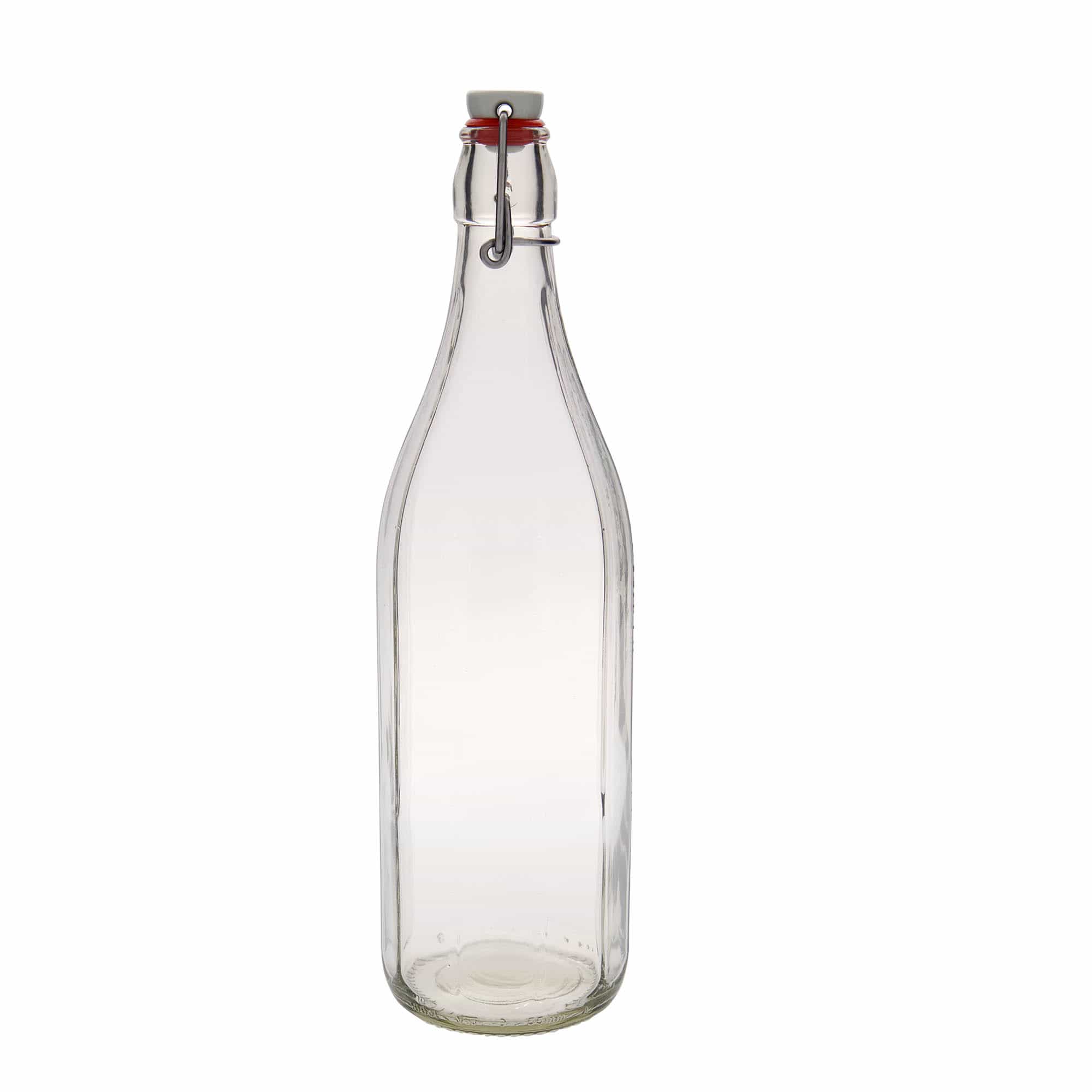 1.000 ml glassflaske 'Bravo' #, ti-kantet, åpning: bøylelås