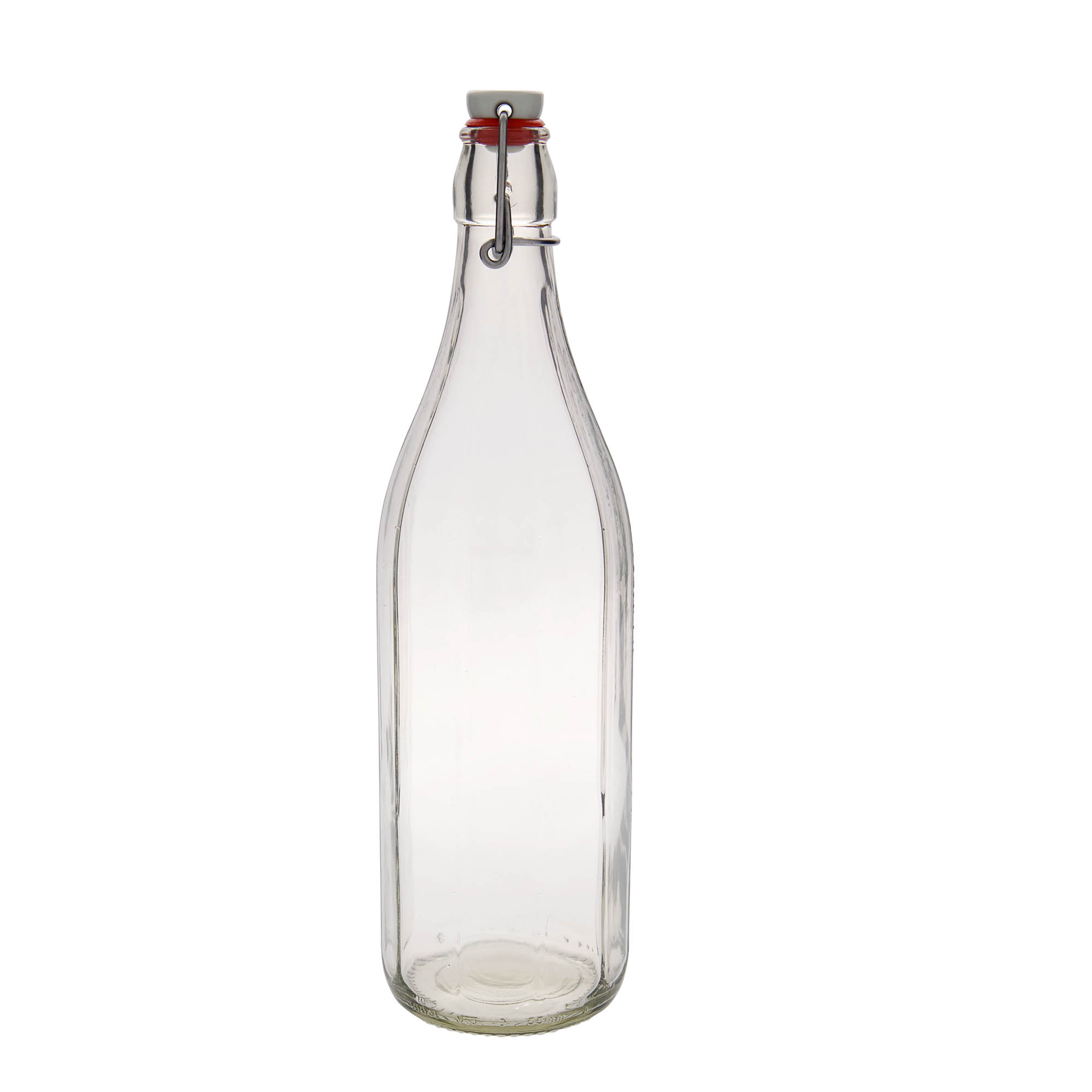 1.000 ml glassflaske 'Bravo', ti-kantet, åpning: bøylelås