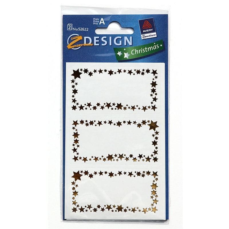 Zweckform-etiketter "Stjernerammer", papir, gull