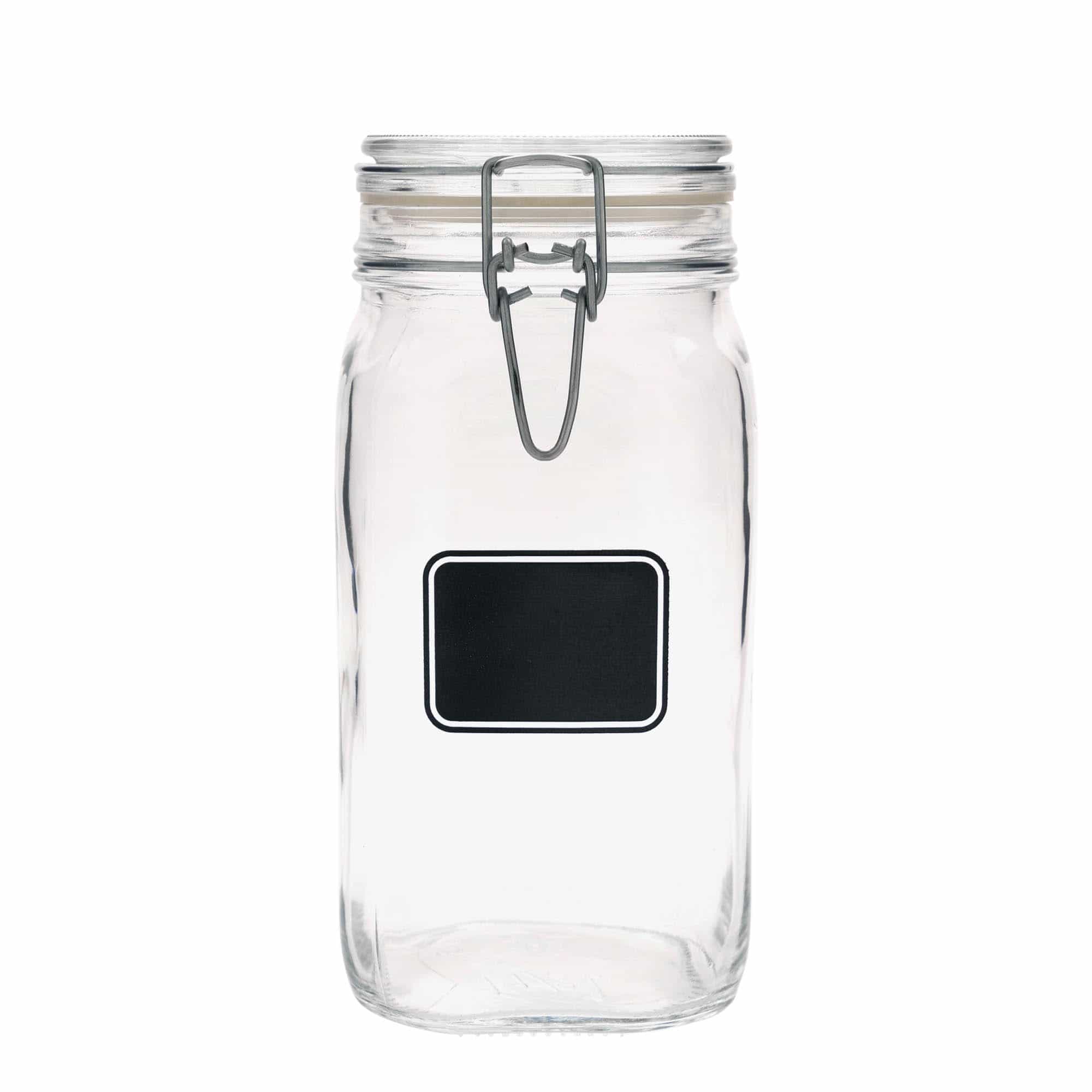 1500 ml bøyleglass "Fido", motiv: Etikettfelt, kvadratisk, åpning: Bøylelokk 1500 ml bøyleglass "Fido", motiv: Etikettfelt, kvadratisk, åpning: Bøylelokk