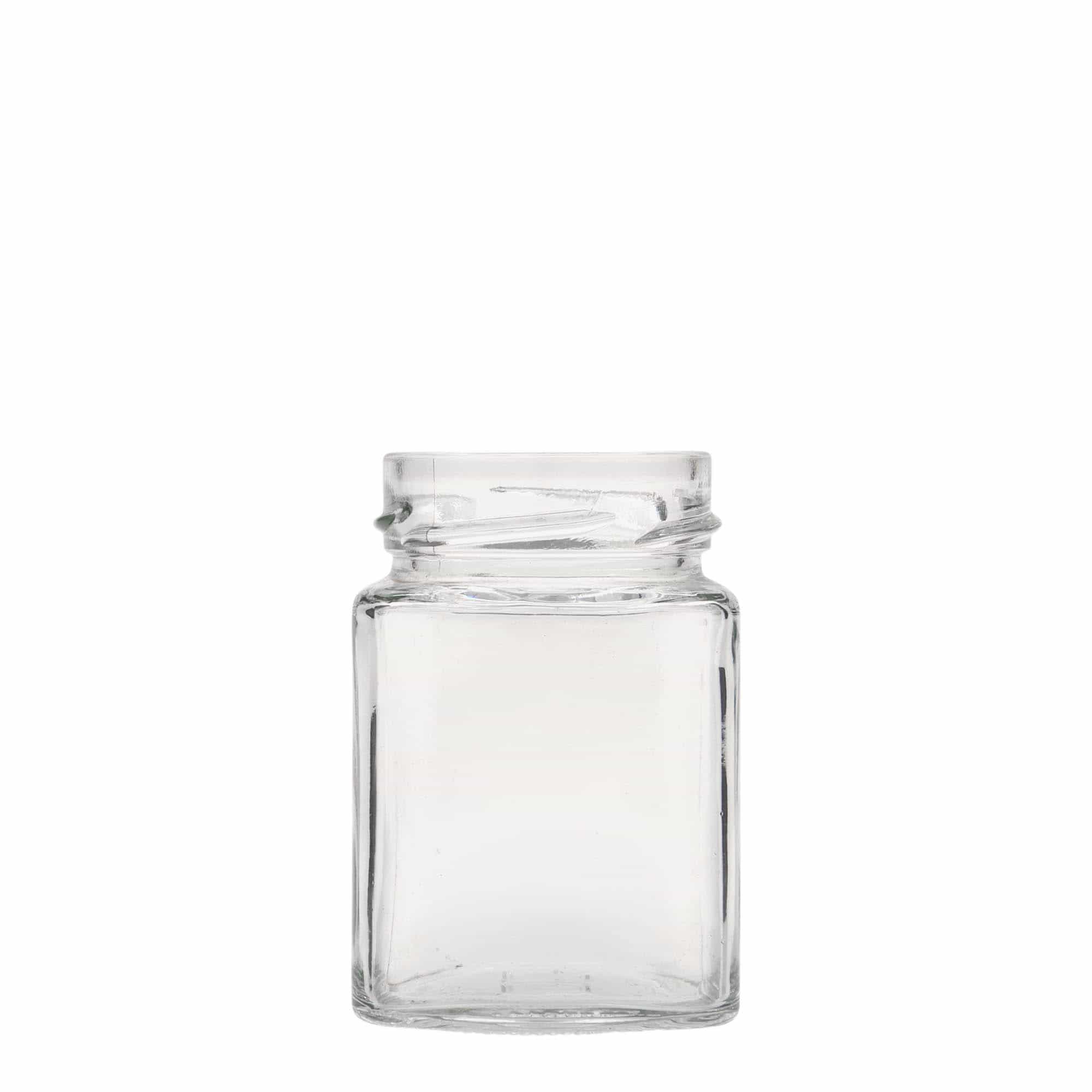 212 ml firkantet glass 'Funny', åpning: Deep-Twist-Off (DTO 58)