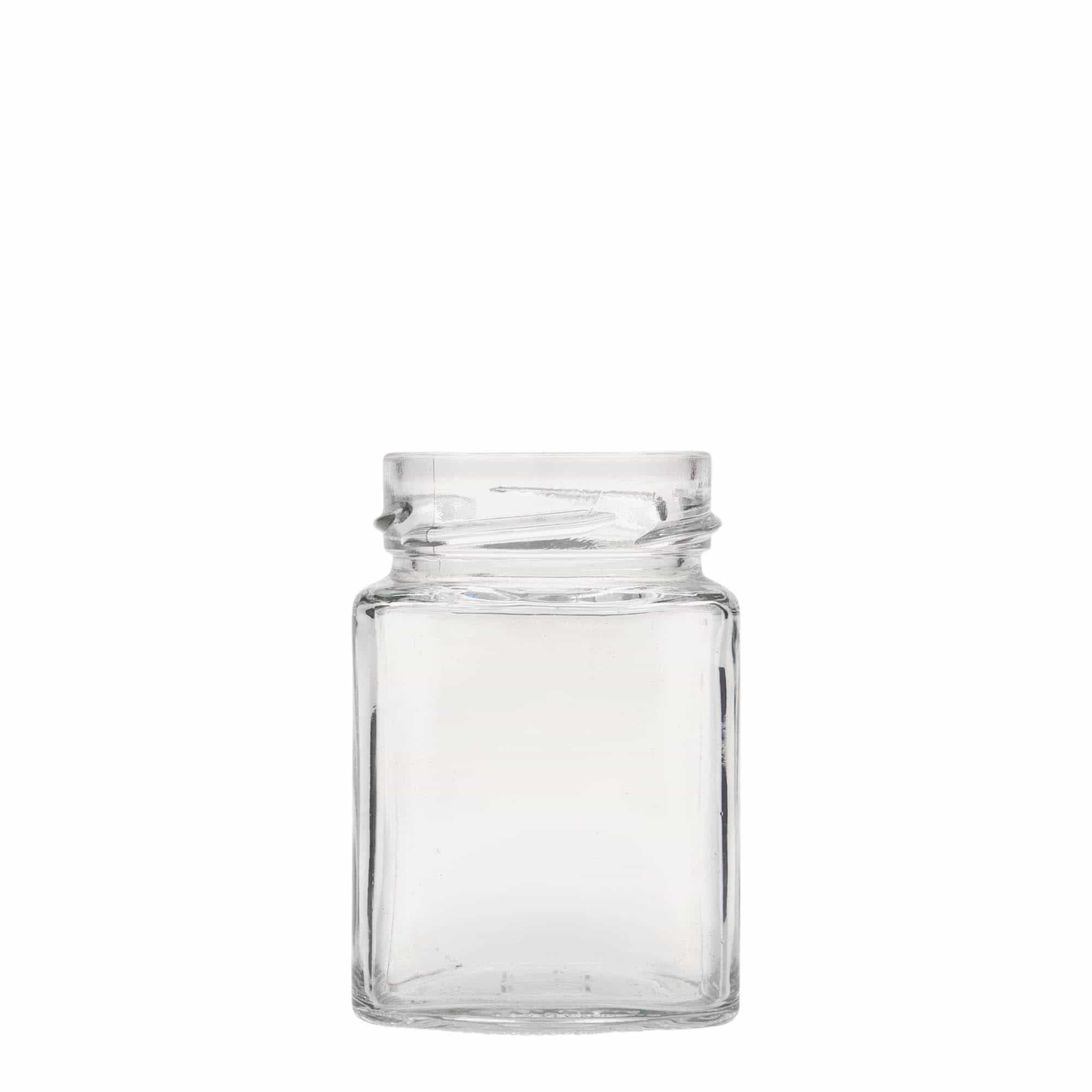 212 ml firkantet glass 'Funny', åpning: Deep-Twist-Off (DTO 58)