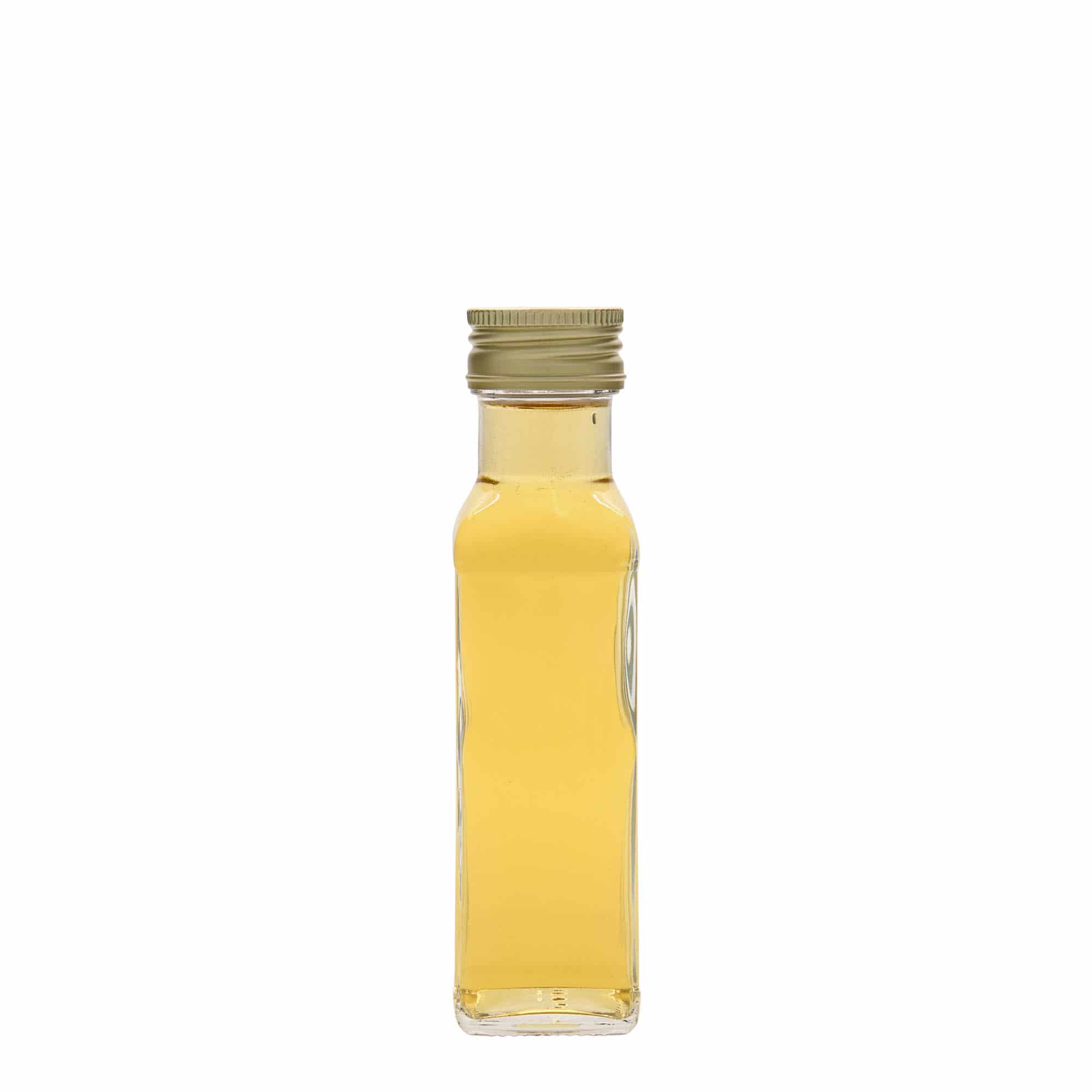 100 ml glassflaske "Marasca", kvadratisk, åpning: PP 31,5