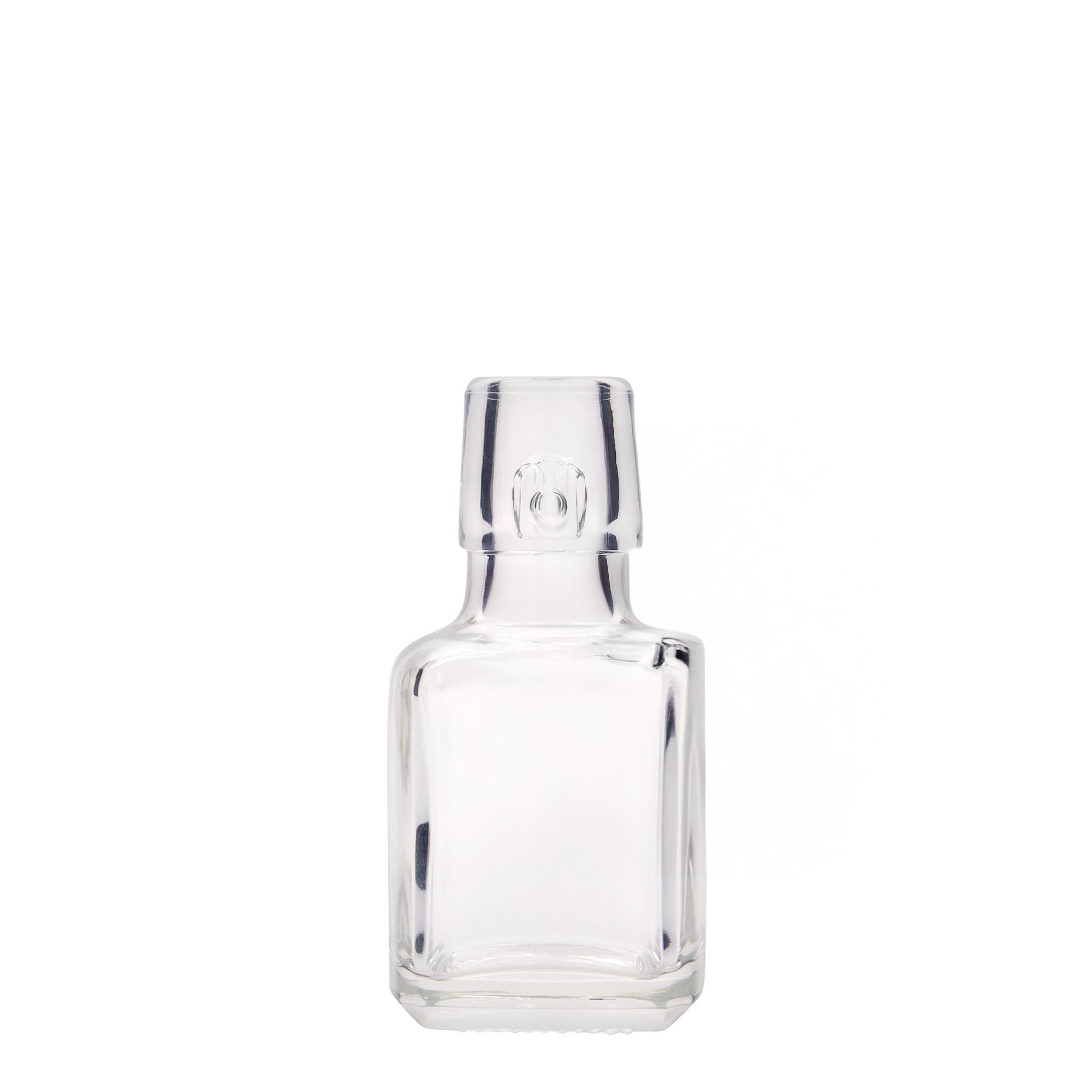 100 ml glassflaske 'Kubica', firkantet, åpning: patentlokk 100 ml glassflaske 'Kubica', firkantet, åpning: patentlokk