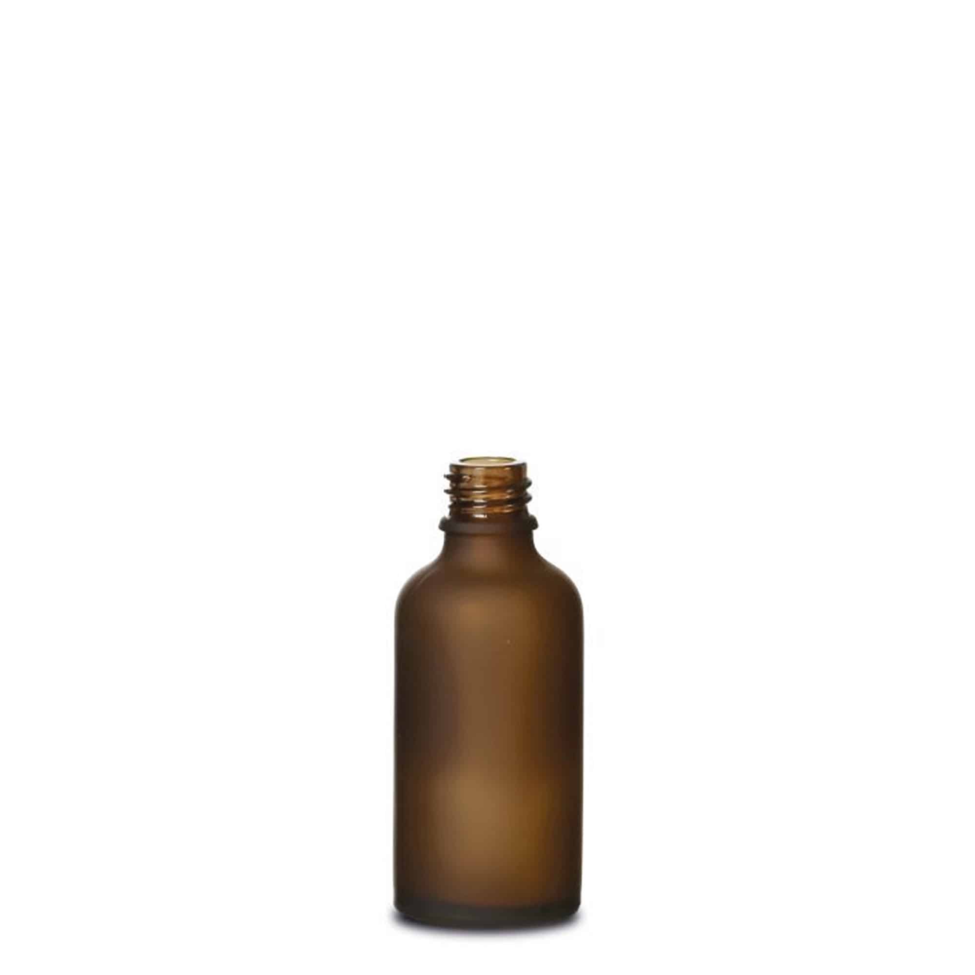 50 ml medisinsk flaske, glass, brunt frostet, åpning: DIN 18 50 ml medisinsk flaske, glass, brunt frostet, åpning: DIN 18
