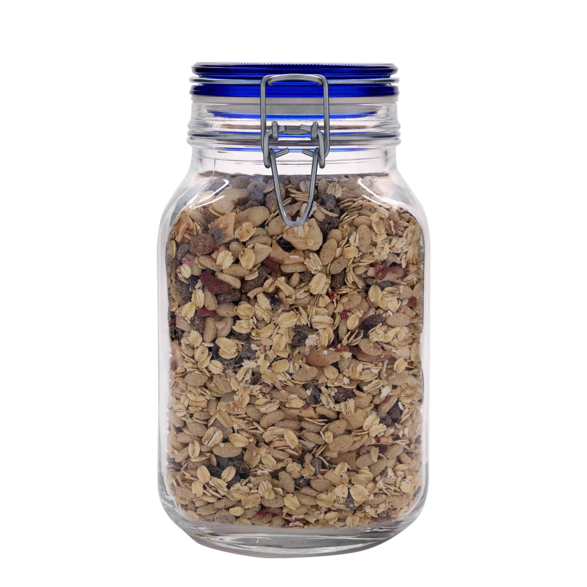 2.000 ml trådspenneglass 'Fido' blått lokk, firkantet, åpning: trådspenneåpning