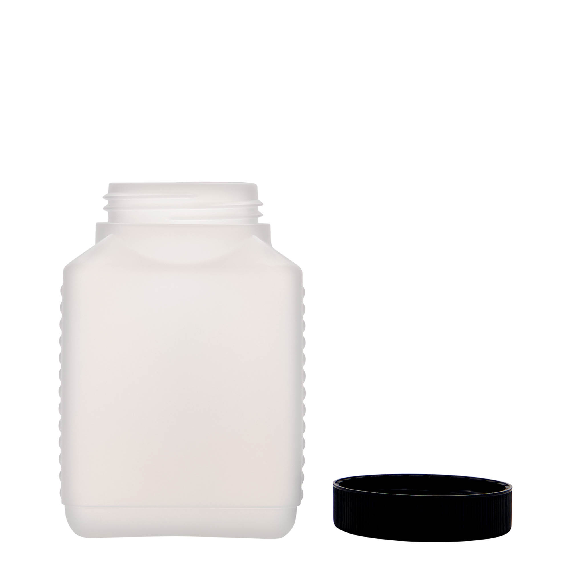 500 ml bredhalsflaske, rektangulær, HDPE-plast, natur, åpning: DIN 60 EPE 500 ml bredhalsflaske, rektangulær, HDPE-plast, natur, åpning: DIN 60 EPE
