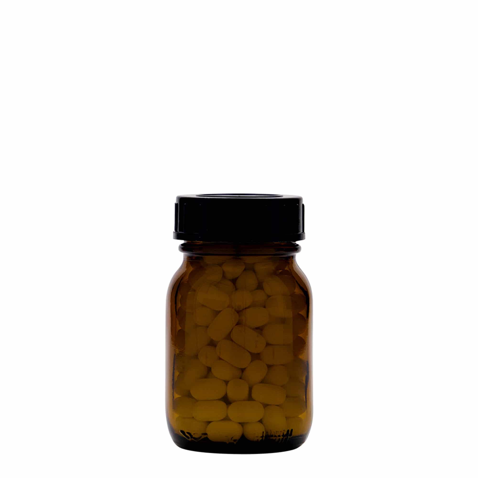 75 ml bredhalsglass, brunt, åpning: DIN 40