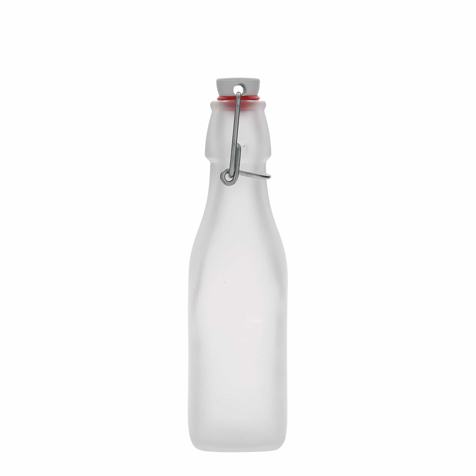250 ml glassflaske 'Swing, firkantet, hvit, åpning: klemmeåpning