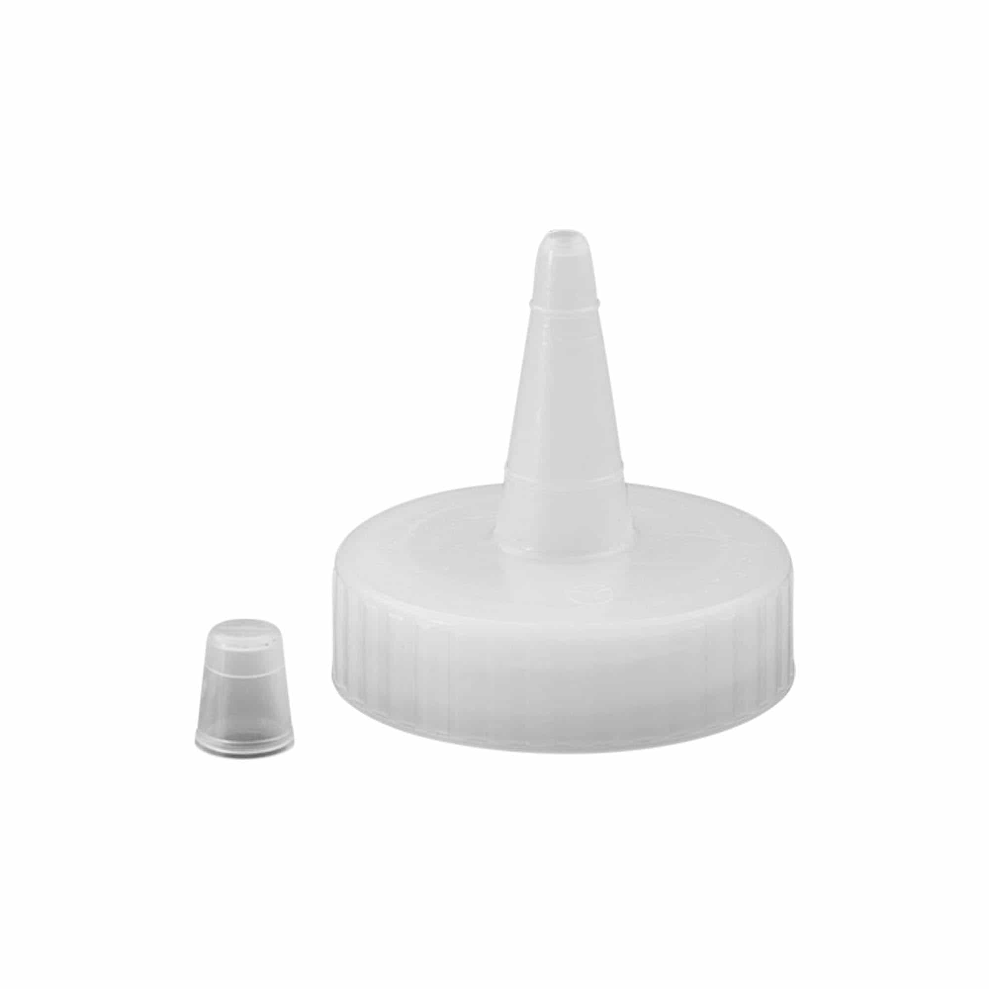 Sprøytetut med skrulokk, PP-plast, hvit, for åpning: GPI 38/400