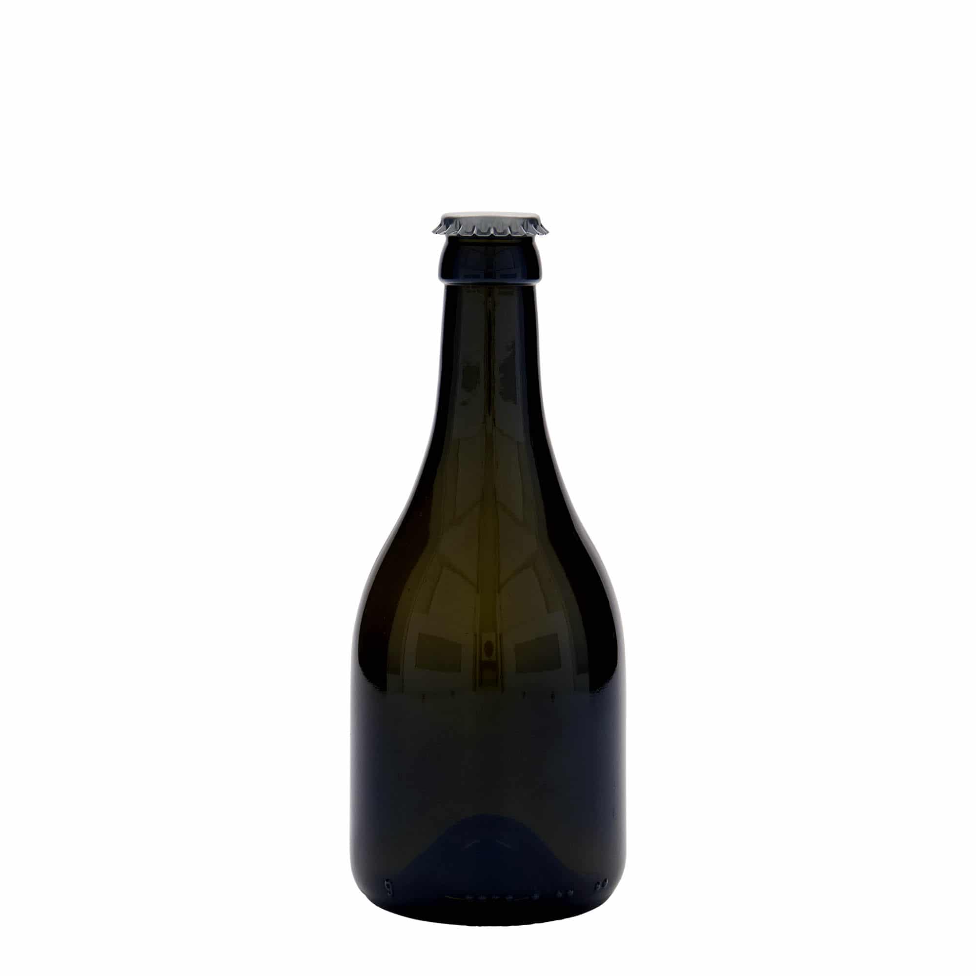330 ml ølflaske "Horta", glass, antikkgrønn, åpning: Kronlokk