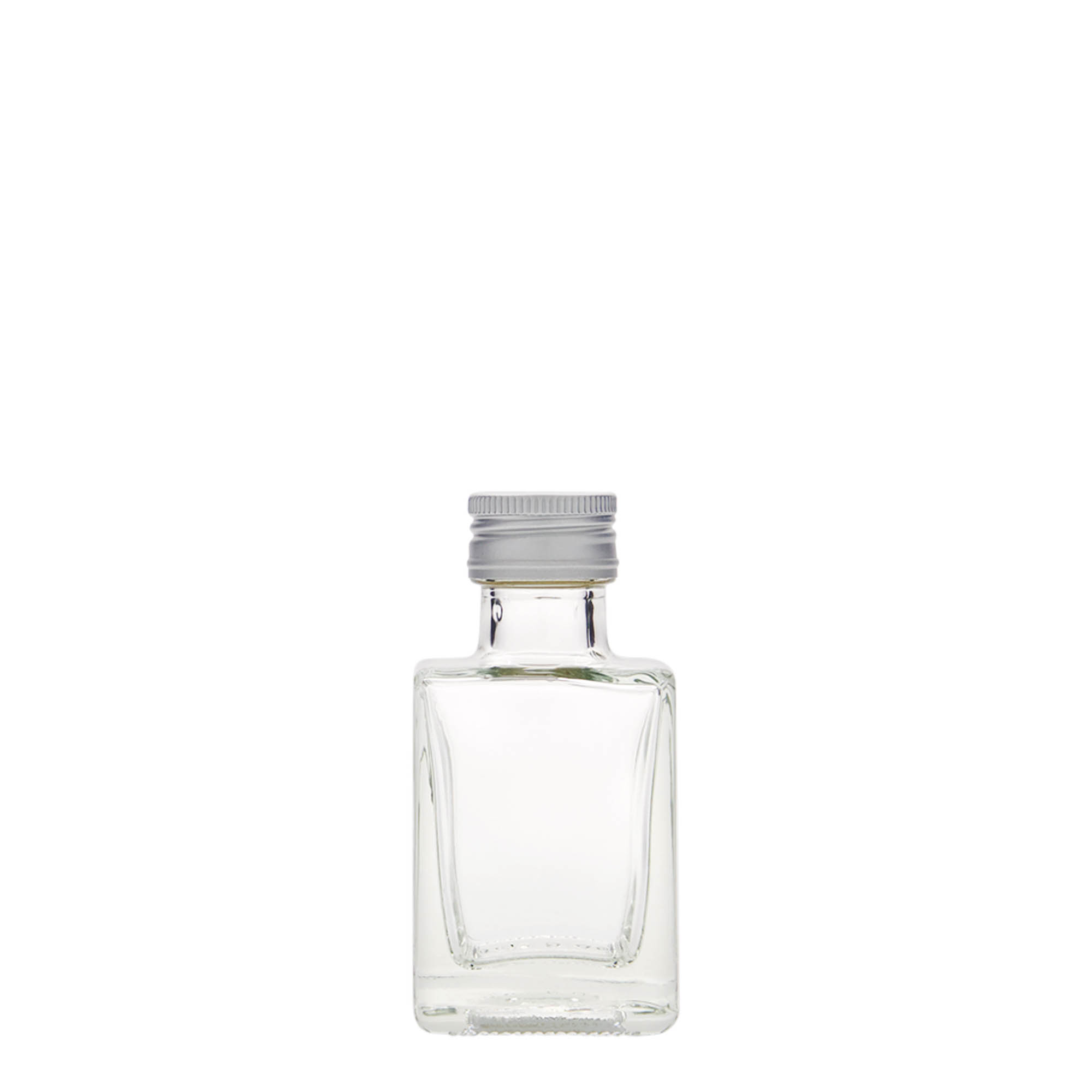 50 ml glassflaske 'Cube', firkantet, åpning: PP 24 50 ml glassflaske 'Cube', firkantet, åpning: PP 24