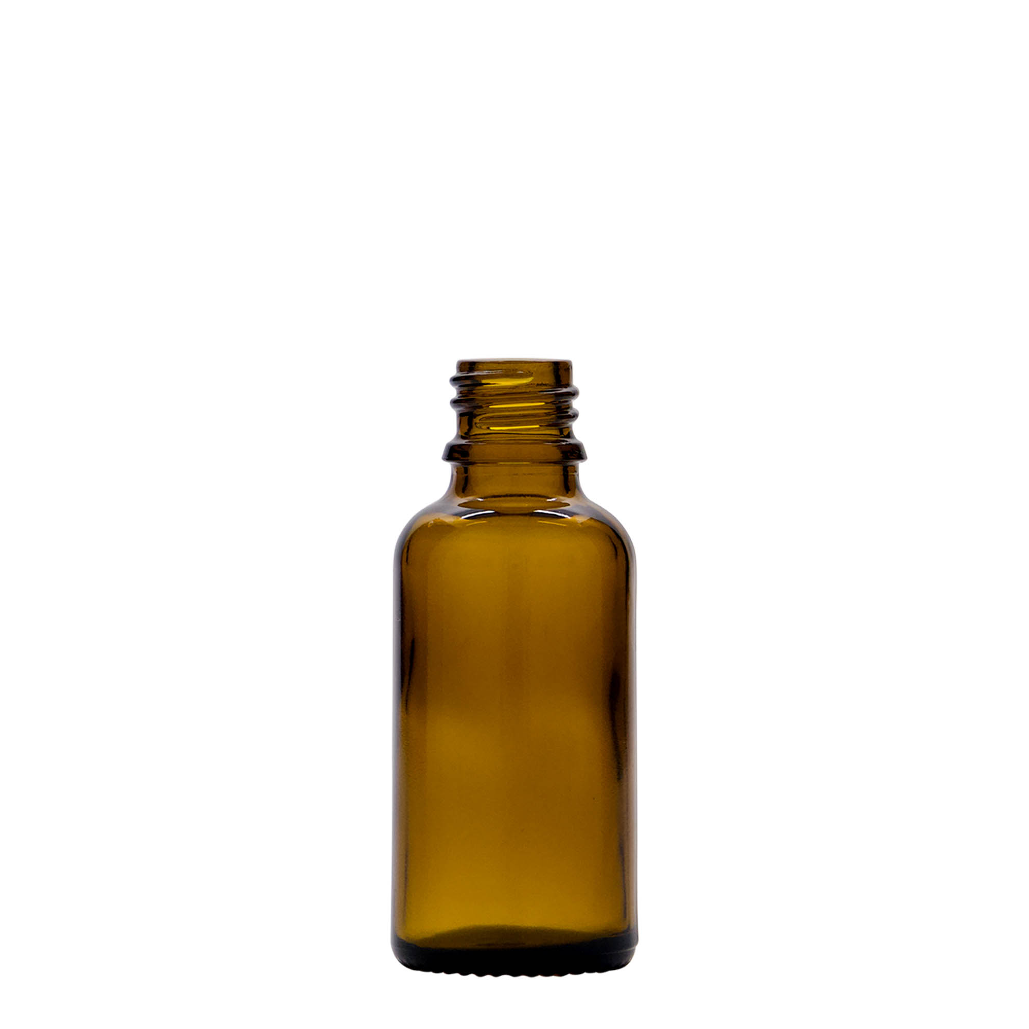 30 ml medisinflaske med lotionpumpe, glass, brun, åpning: DIN 18