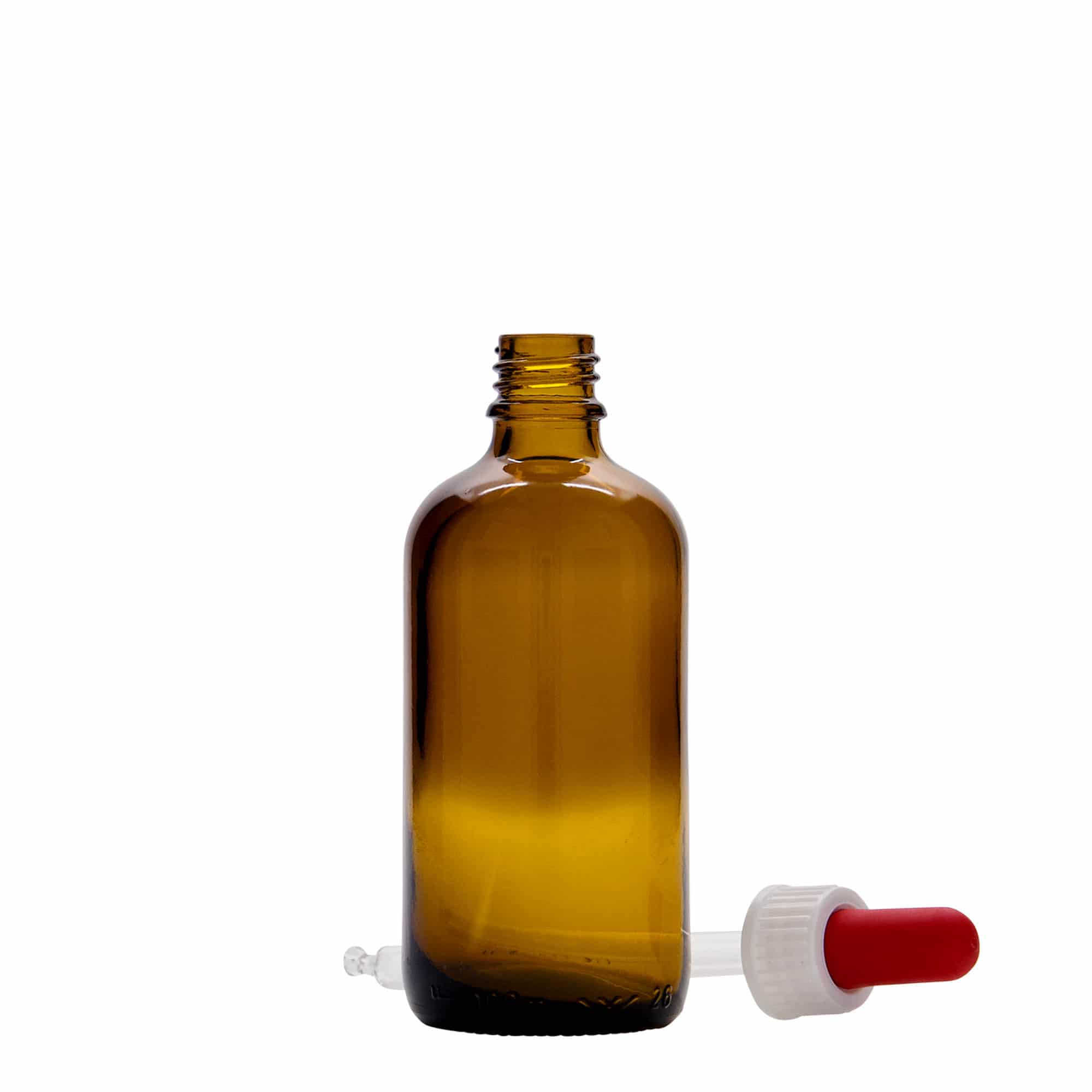 100 ml pipetteflaske medisin, glass, brun-rød, åpning: DIN 18