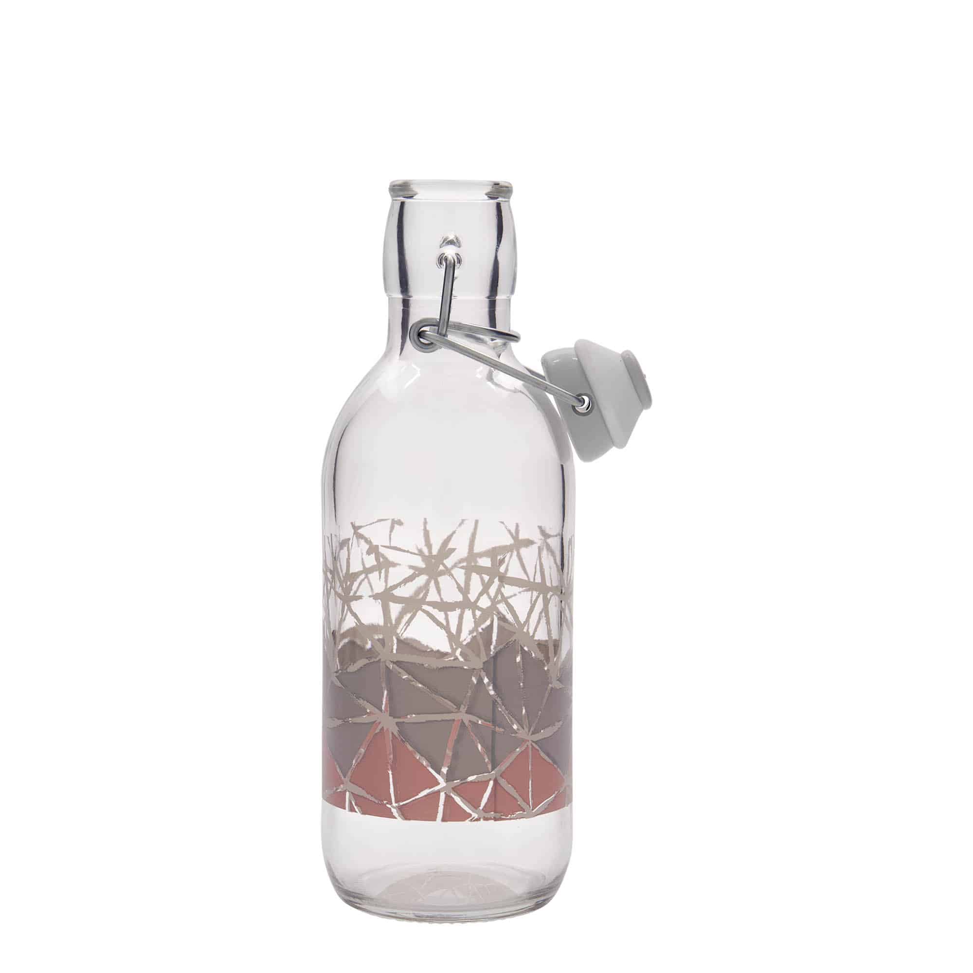500 ml glassflaske Emilia trykt 'Manolibera rosa', åpning: patentlokk 500 ml glassflaske Emilia trykt 'Manolibera rosa', åpning: patentlokk