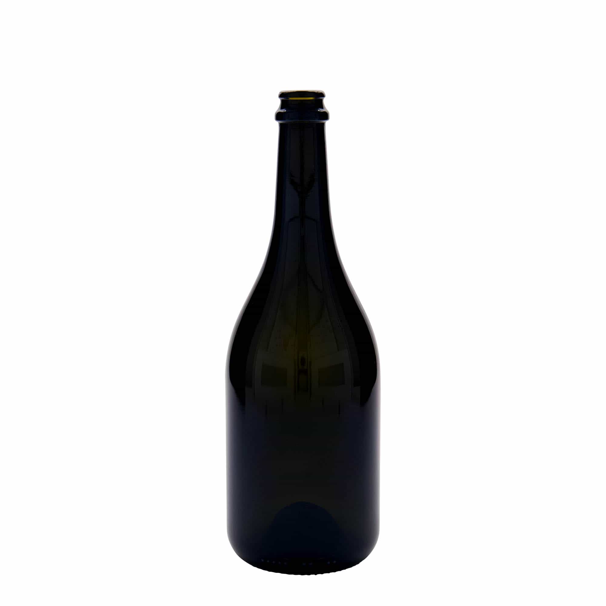 750 ml ølflaske "Horta", glass, antikkgrønn, åpning: Kronlokk