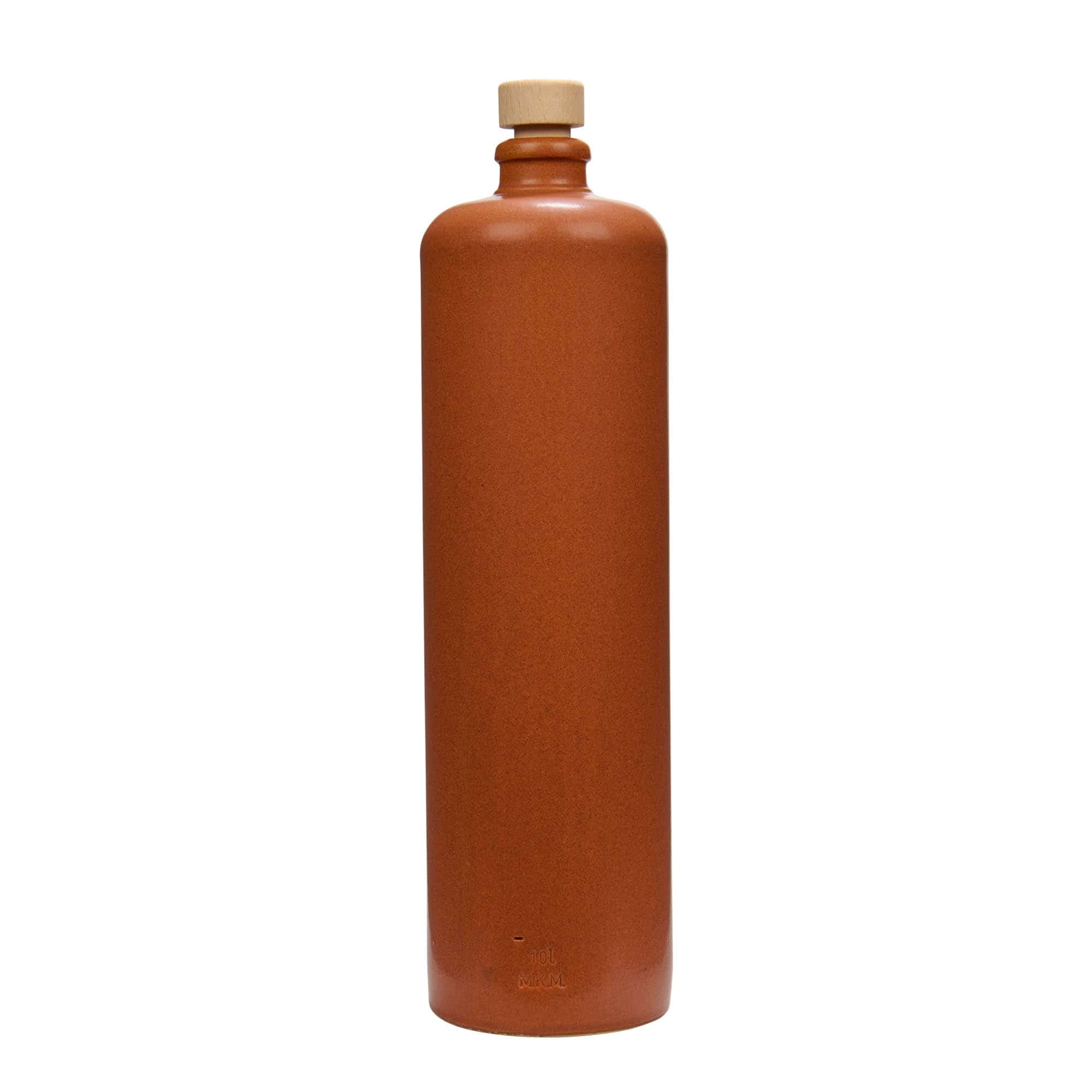 1000 ml leirkrus, steintøy, rød-brun, åpning: Kork