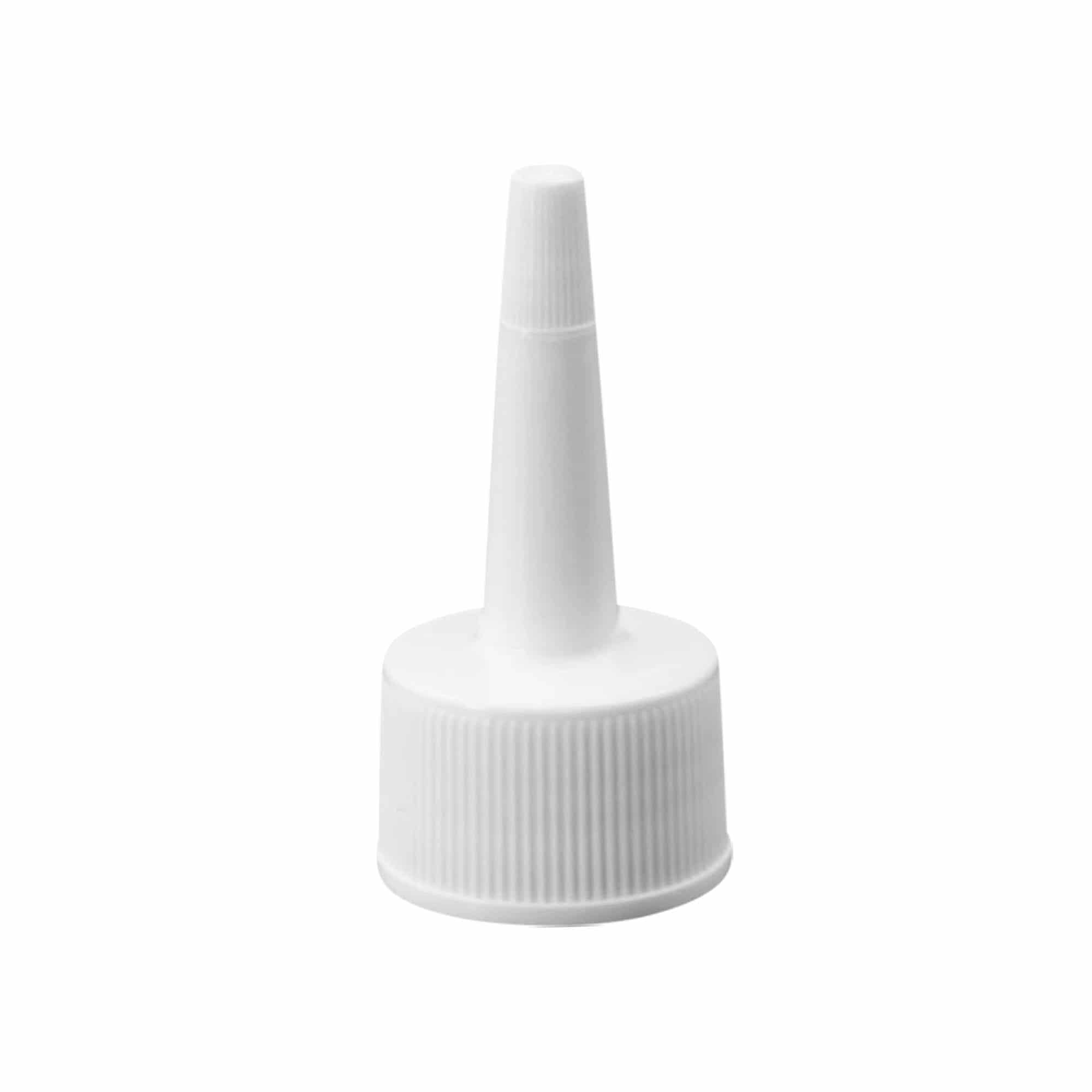 Skrulokk med applikator, PP-plast, hvit, for åpning: 24/410
