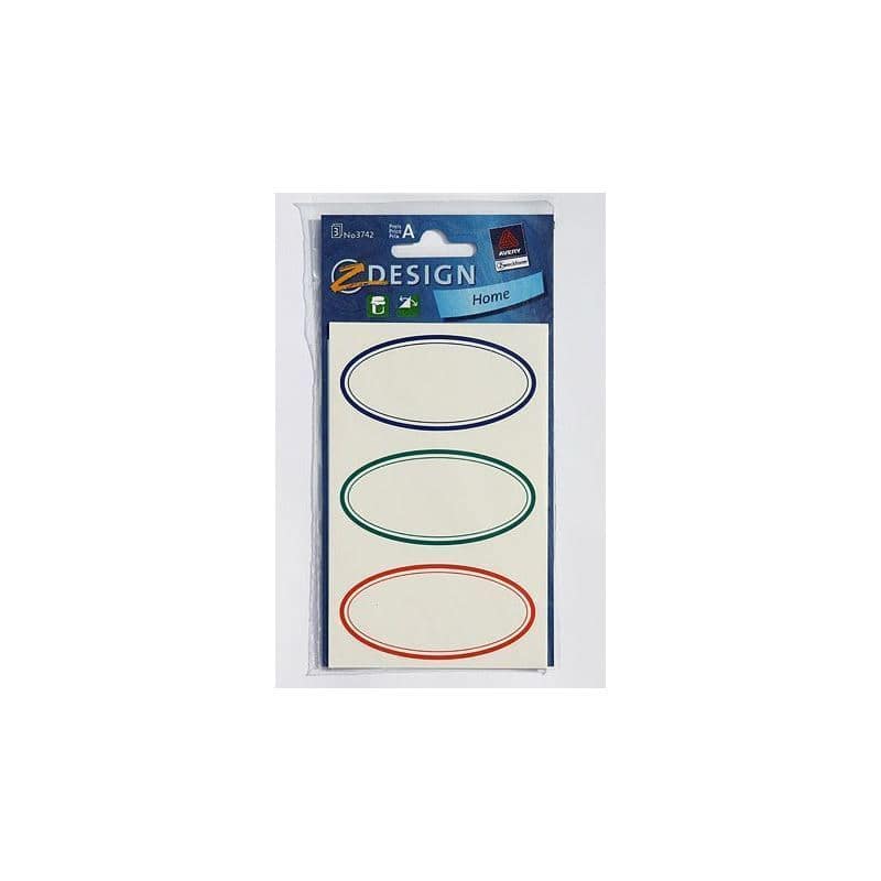 Zweckform etiketter 'Farget ramme', oval, papir, flerfarget