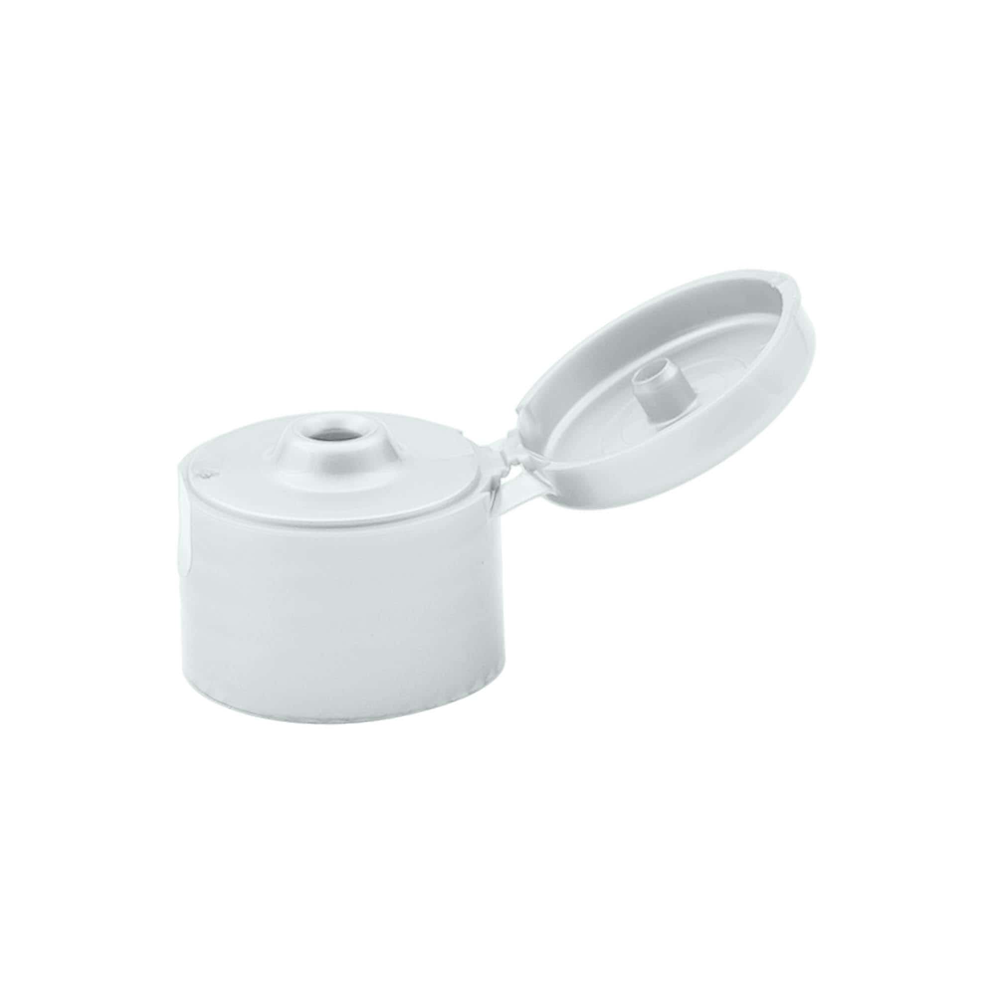 Skrukapsel med hengsel, PP-plast, sølv, for åpning: 24/410