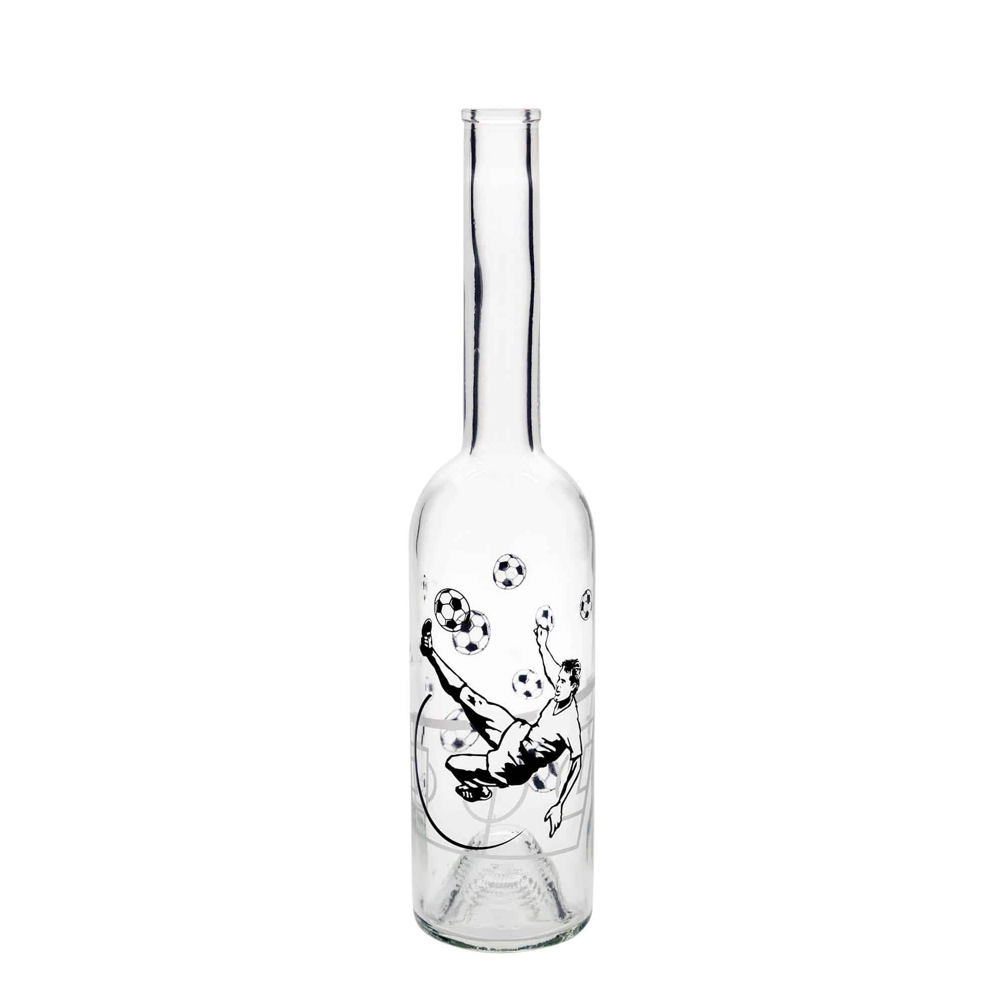 500 ml glassflaske "Opera", motiv: Fotballspiller, åpning: Kork 500 ml glassflaske "Opera", motiv: Fotballspiller, åpning: Kork