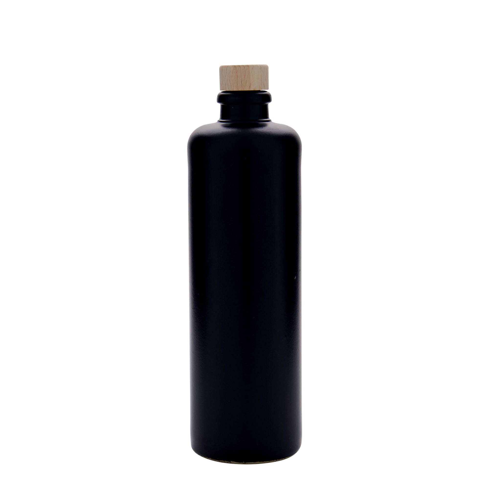 500 ml leirkrus, steintøy, svart, åpning: Kork